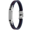 Pulsera hombre Herois acero y piel Azul
