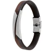 Outlet Marea Pulsera hombre Mees piel marrón placa acero