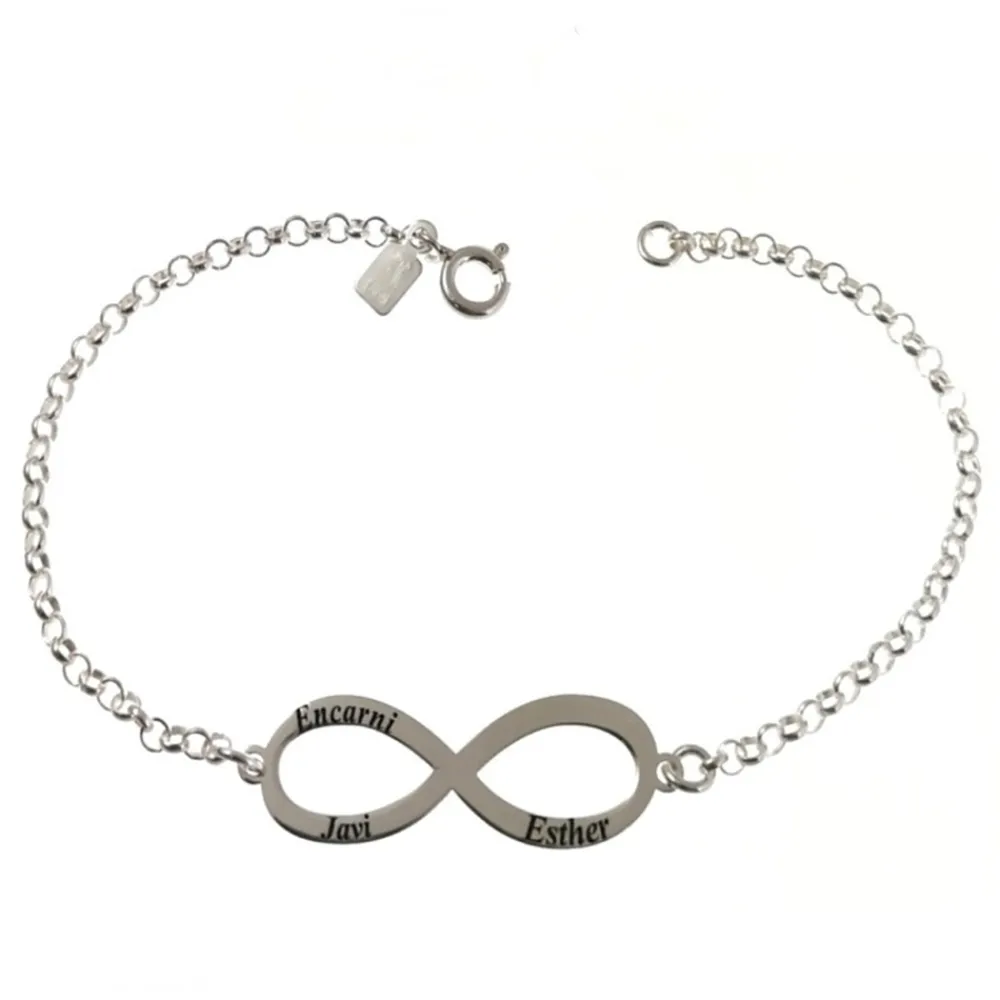 Sale Pulsera Infinito Personalizada Hasta 4 Nombres De Plata De Ley