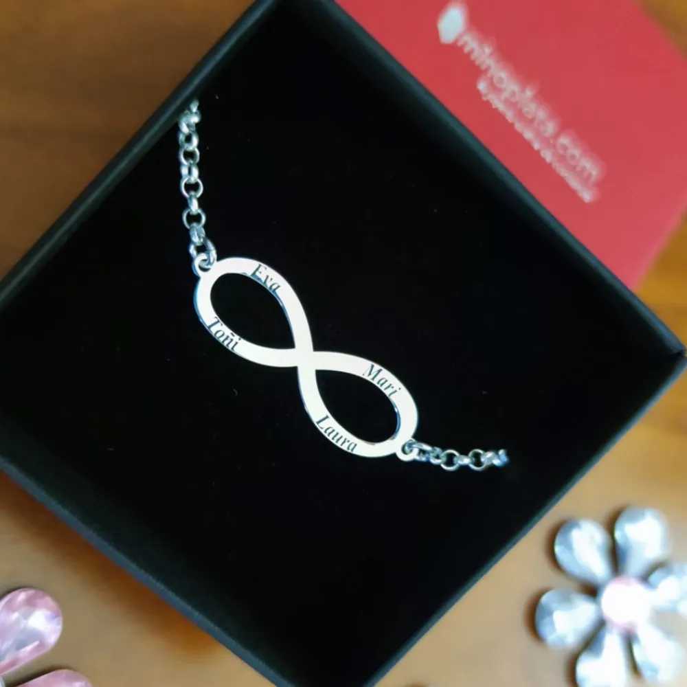 Sale Pulsera Infinito Personalizada Hasta 4 Nombres De Plata De Ley