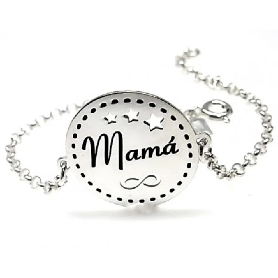 Pulsera Mamá De Plata De Ley
