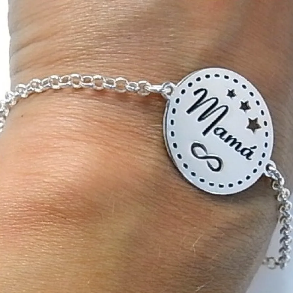 Pulsera Mamá De Plata De Ley