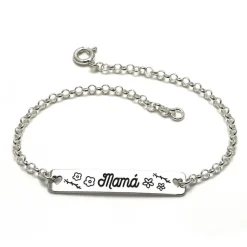 Pulsera Mamá De Plata De Ley