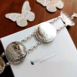 Outlet Pulsera Monedas Grandes De Plata De Ley