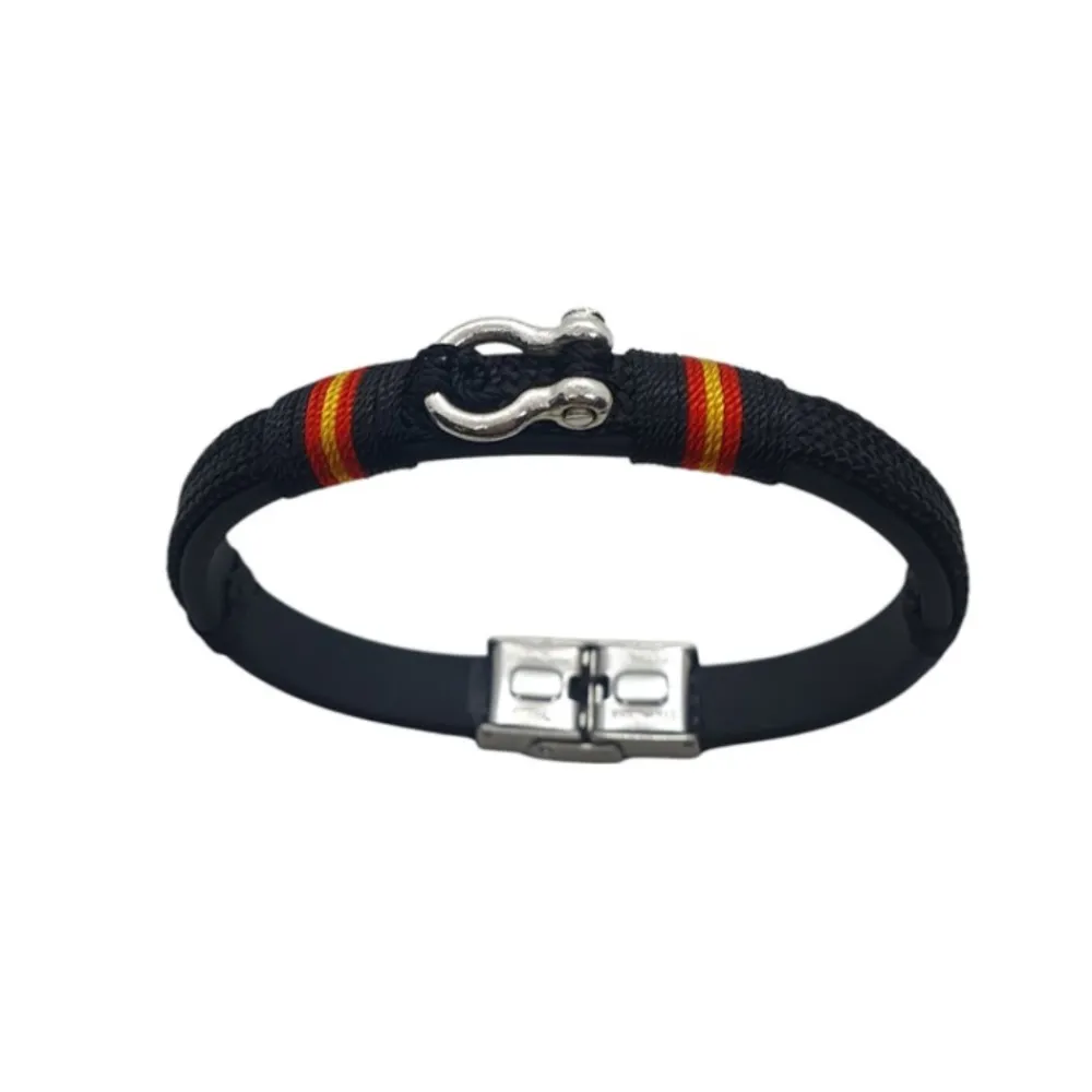 New PCMaes Pulsera náutica biothane grillete para hombre negra