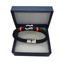 New PCMaes Pulsera náutica biothane grillete para hombre negra
