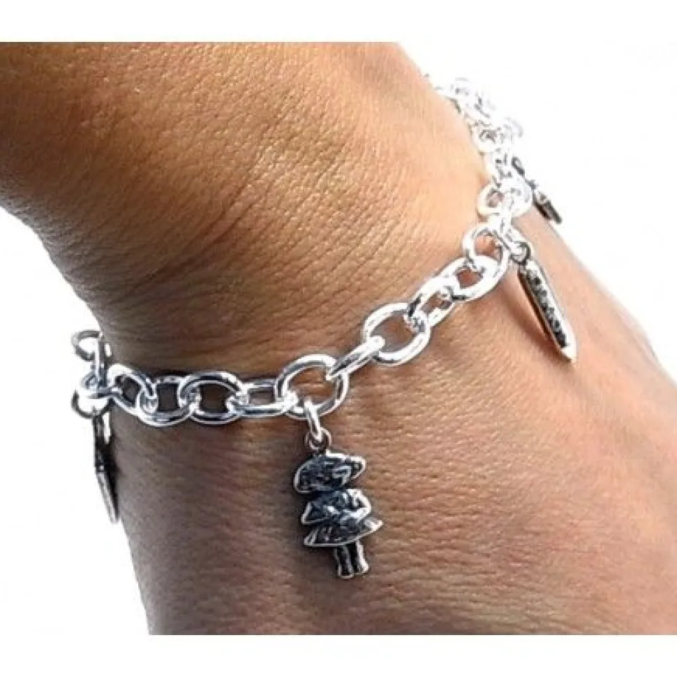 Pulsera Para Maestra De Plata Con Colgantes