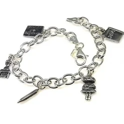 Pulsera Para Maestra De Plata Con Colgantes