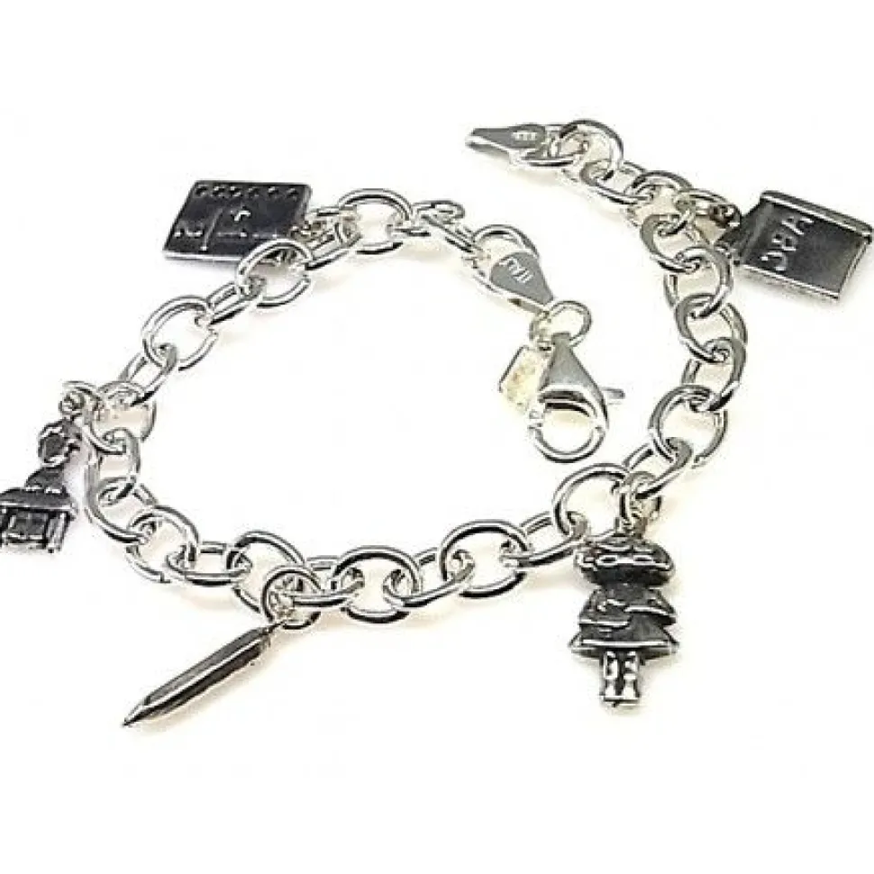 Pulsera Para Maestra De Plata Con Colgantes