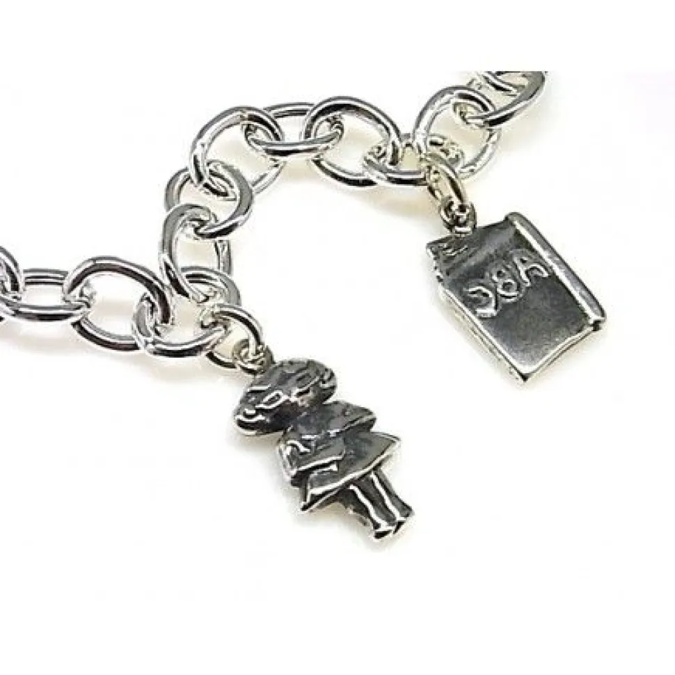 Pulsera Para Maestra De Plata Con Colgantes