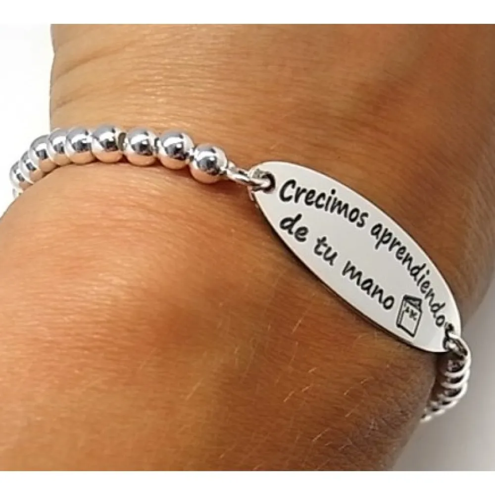 Outlet Pulsera Para Profesora Con Bolas De Plata