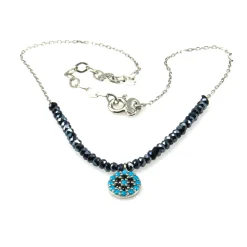 Pulsera Para Tobillo De Plata Rodiada Piedras Y Colgante Azules