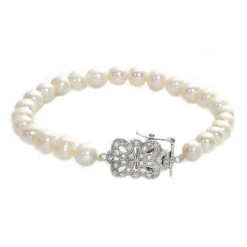 Pulsera Plata Perla Cultivada Y Circonitas
