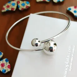 Sale Pulsera Rígida Bolas De Plata De Ley