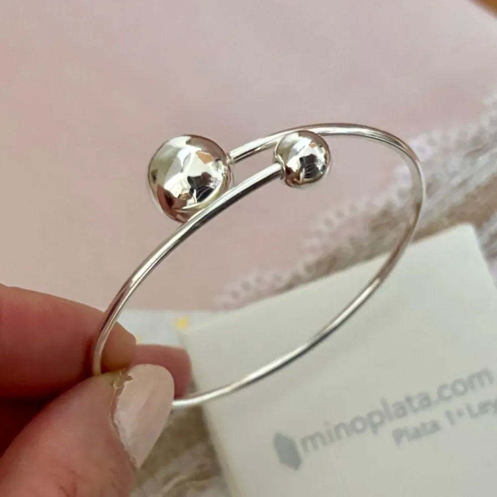 Sale Pulsera Rígida Bolas De Plata De Ley