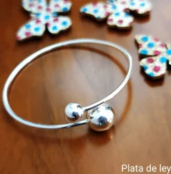 Sale Pulsera Rígida Bolas De Plata De Ley