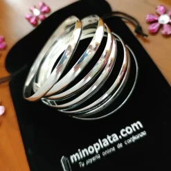 Sale Pulseras Semanario Media Caña De Plata De Ley 6Mm Y 60Mm De Diámetro (Talla S)