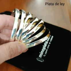 Pulseras Semanario Plata De Ley Media Caña Lisas 6Mm Y 70Mm De Diámetro (Talla L)