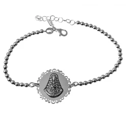 New Pulsera Virgen Del Rocío De Plata De Ley Bolas 3 Mm.