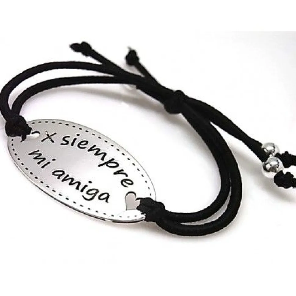 Pulsera X Siempre Mi Amiga De Plata Y Elástica