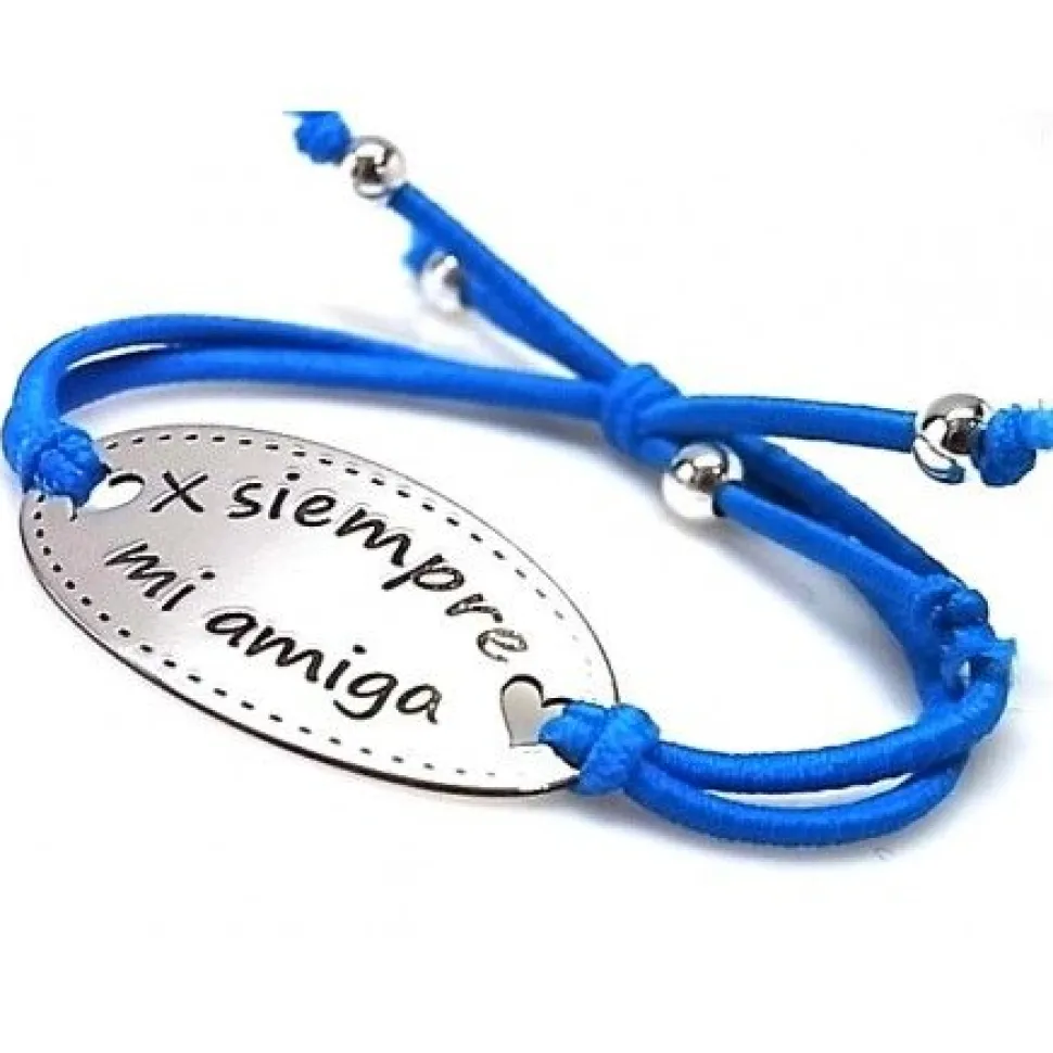 Pulsera X Siempre Mi Amiga De Plata Y Elástica