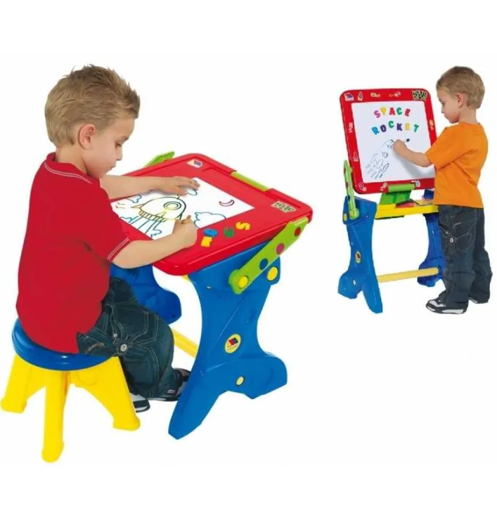 Pupitre y Pizarra Magnético Infantil Rojo y Azul