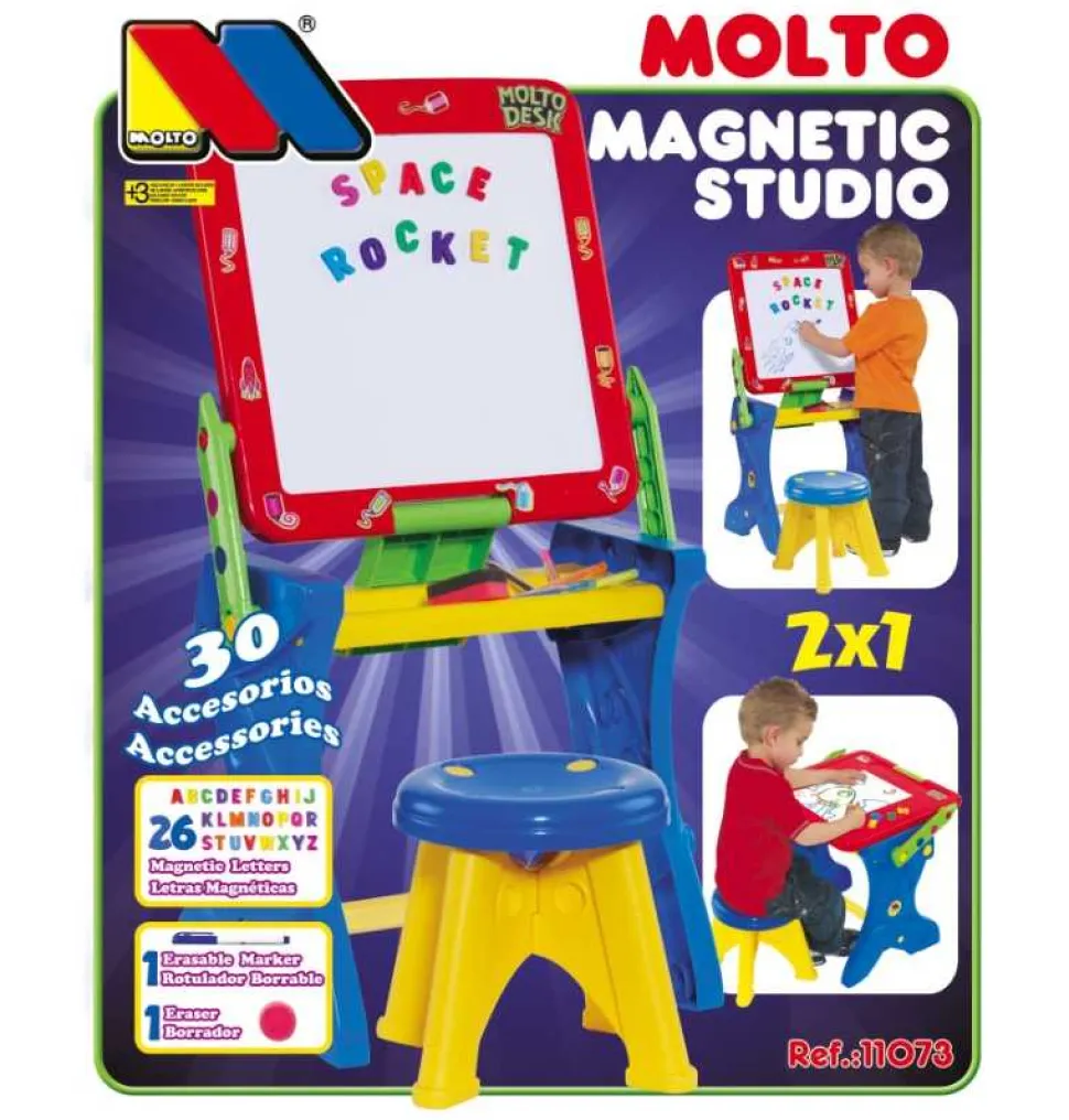 Pupitre y Pizarra Magnético Infantil Rojo y Azul