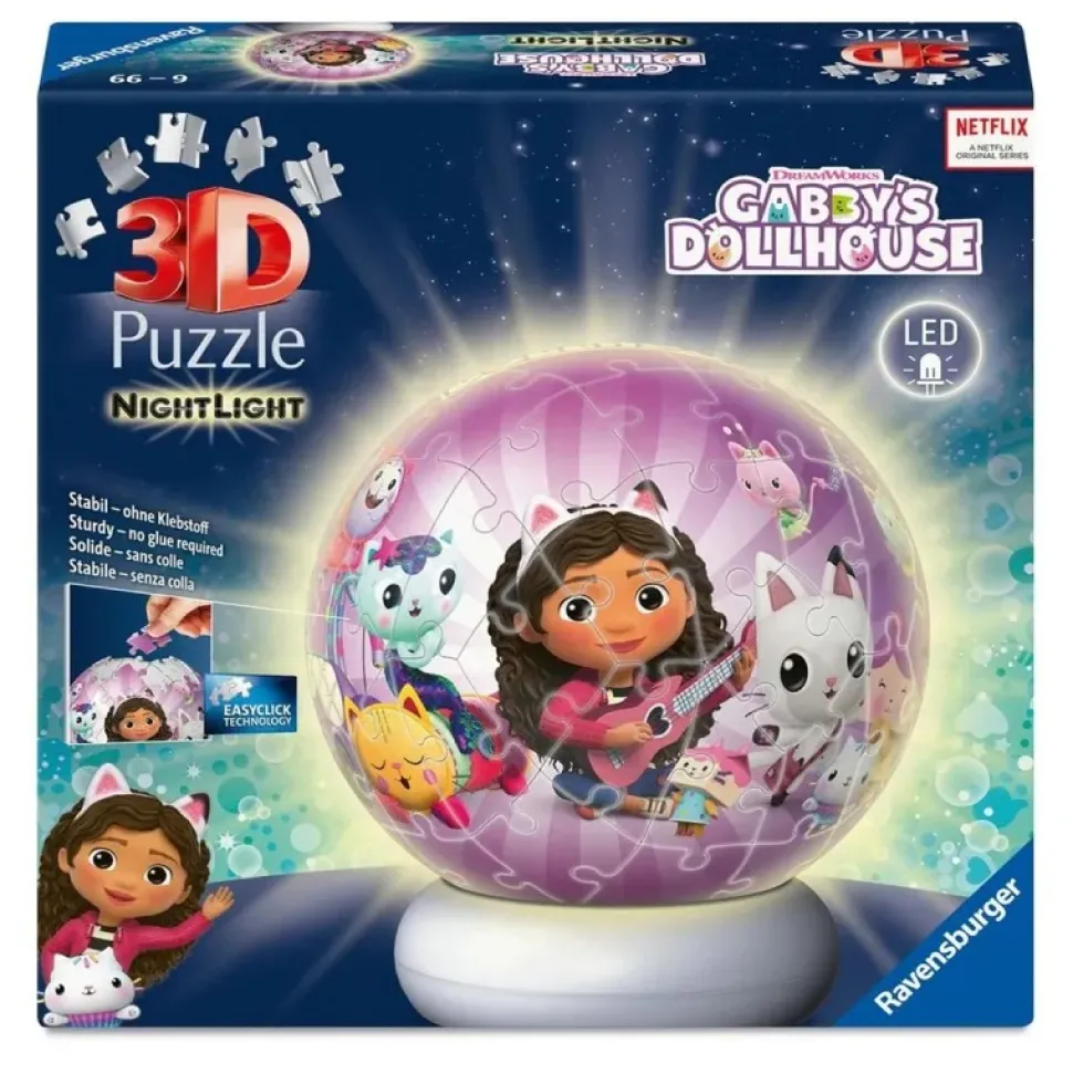 Puzzle 3D de Gabby`s Dollhouse Puzzleball con Luz - Ravensburger