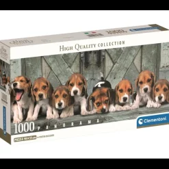 Puzzle 1000 piezas Manada de Cachorros de Beagles Panorámico - Clementoni