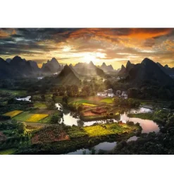 Puzzle 2000 Piezas Paisaje Montañas de China atardecer de China