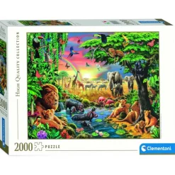 New Clementoni Puzzle 2000 Piezas Reunión de Animales en Selva Africana