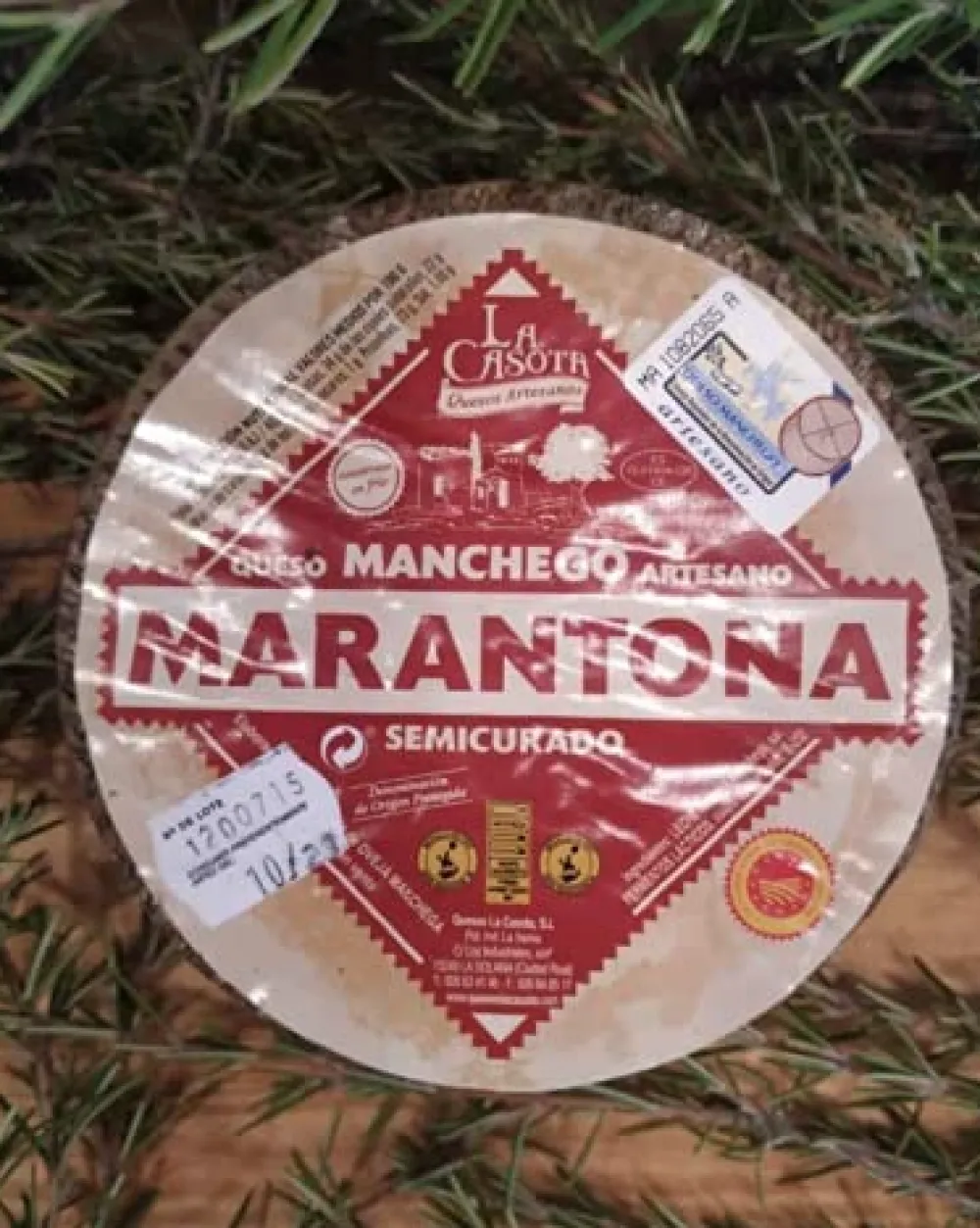 Online Ibéricos a Domicilio Gourmet Queso Marantona La Casota Semicurado, Queso Artesano Manchego de La Solana – CIUDAD REAL D.O. La Mancha - Pieza 1 k
