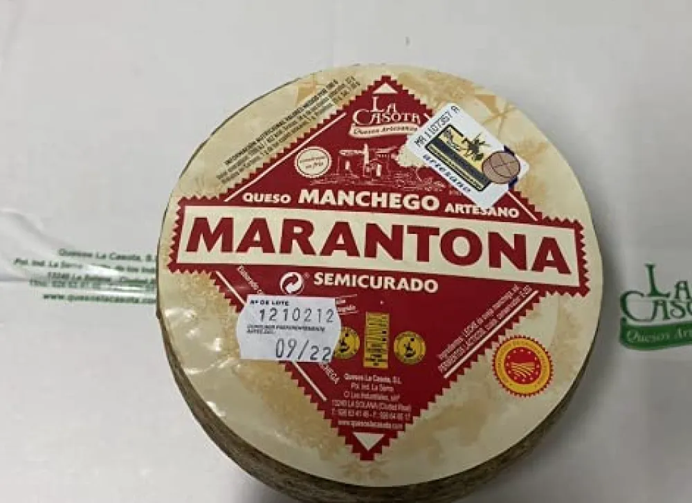 Online Ibéricos a Domicilio Gourmet Queso Marantona La Casota Semicurado, Queso Artesano Manchego de La Solana – CIUDAD REAL D.O. La Mancha - Pieza 1 k