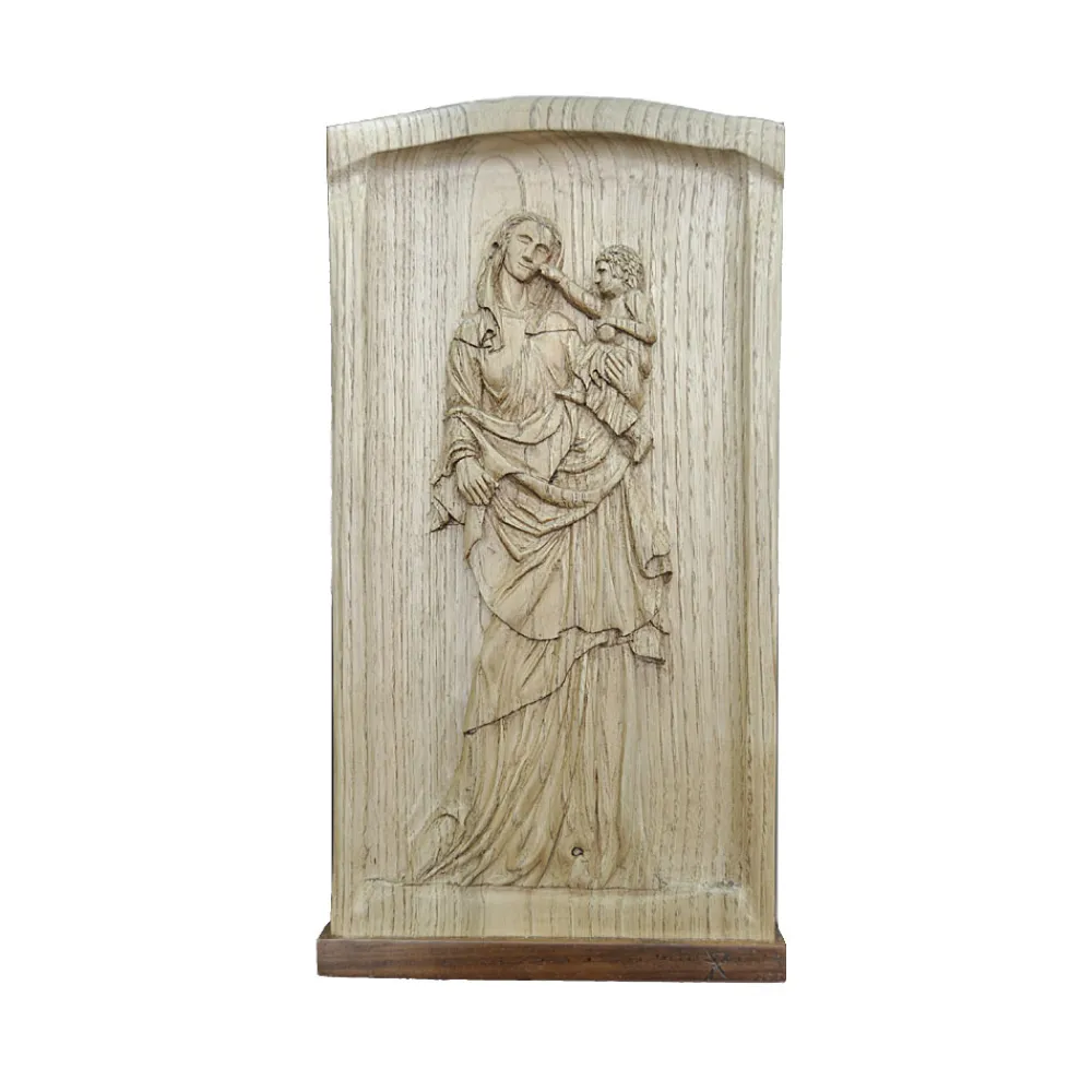 Discount Cousas de madeira Relieve virgen gótica - Madera de castaño
