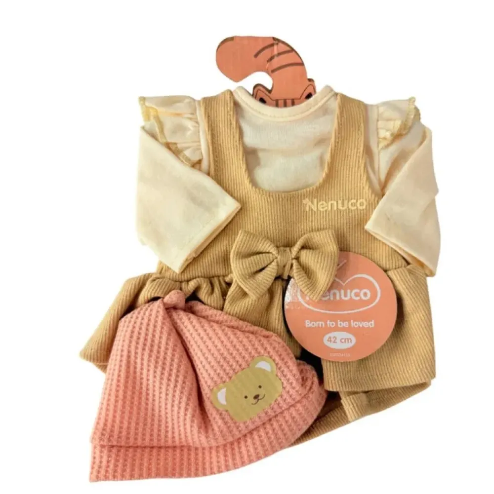 New Nenuco (Famosa) Ropa Muñeco Nenuco vestido beige con gorro 42 cm. - Famosa