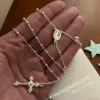 Rosario De Plata Con Bolas 3 Mm.