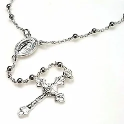 Rosario De Plata Con Bolas 3 Mm.