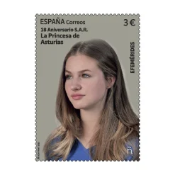 Hot Sello 18 aniversario de S.A.R. la Princesa de Asturias, doña Leonor de Borbón y Ortiz | Sello Efemérides