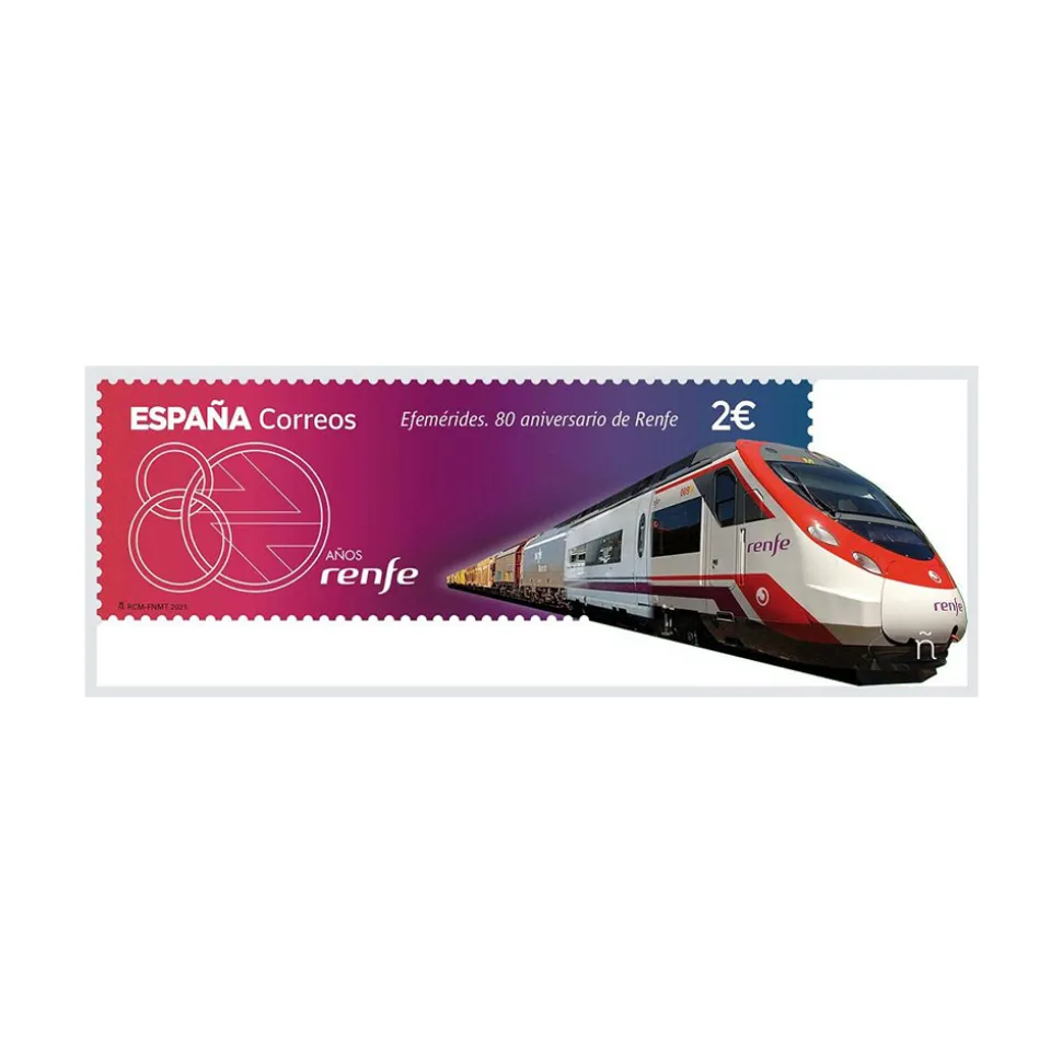 Sello 80 aniversario RENFE