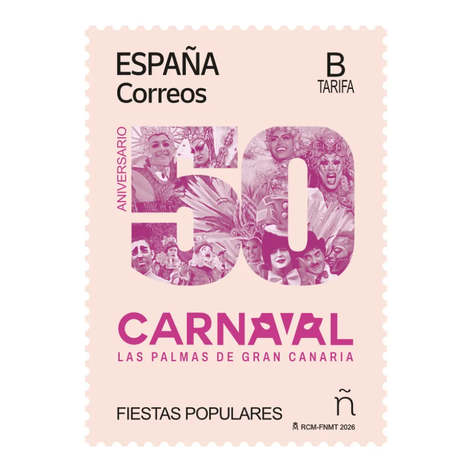 Sello 50 años del Carnaval de Las Palmas de Gran Canaria | Tarifa B | Fiestas Populares | Pack de 5