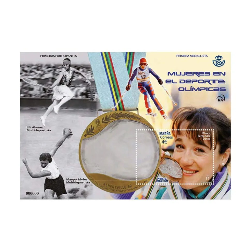 Sello Blanca Fernández Ochoa | Serie Mujeres en el Deporte |Hoja Bloque