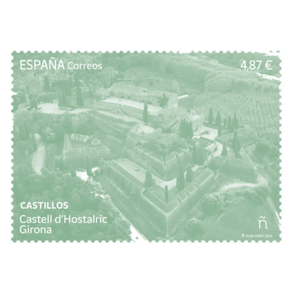 Sello Castell d´ Hostalric. Girona | Serie Castillos | Colección Patrimonio