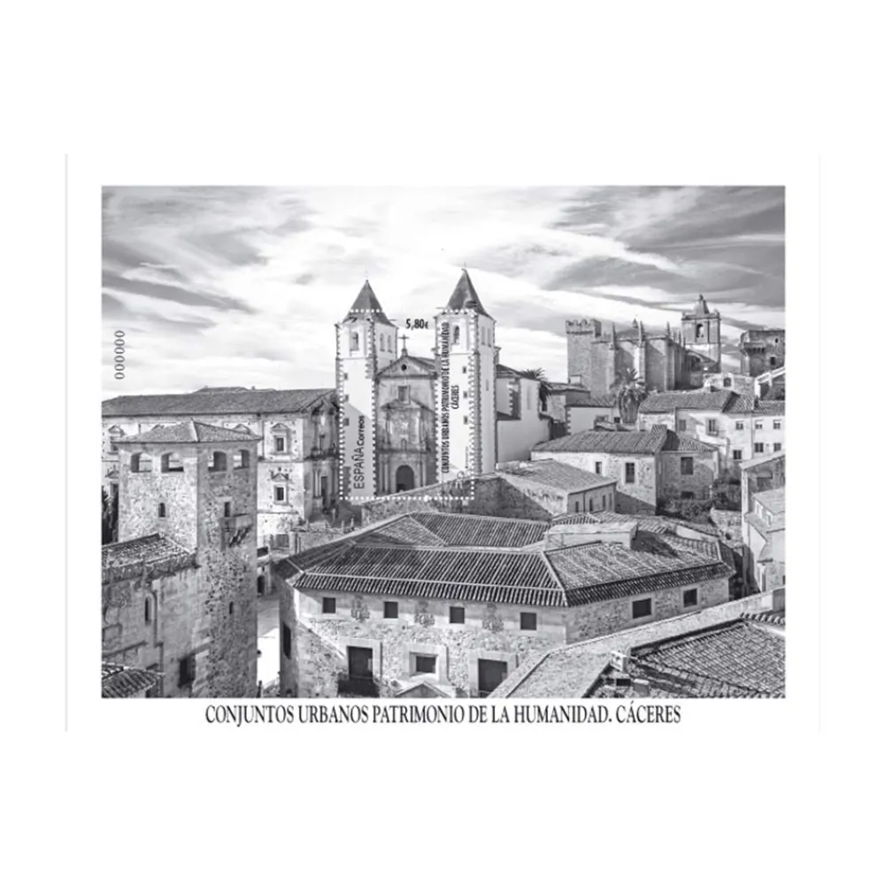 Online Sello Cáceres | Serie Conjuntos Urbanos Patrimonio de la Humanidad | Hoja Bloque