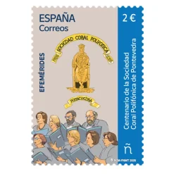 Sale Sello Centenario de la Sociedad Coral Polifónica de Pontevedra | Serie efemérides | Pack de 2