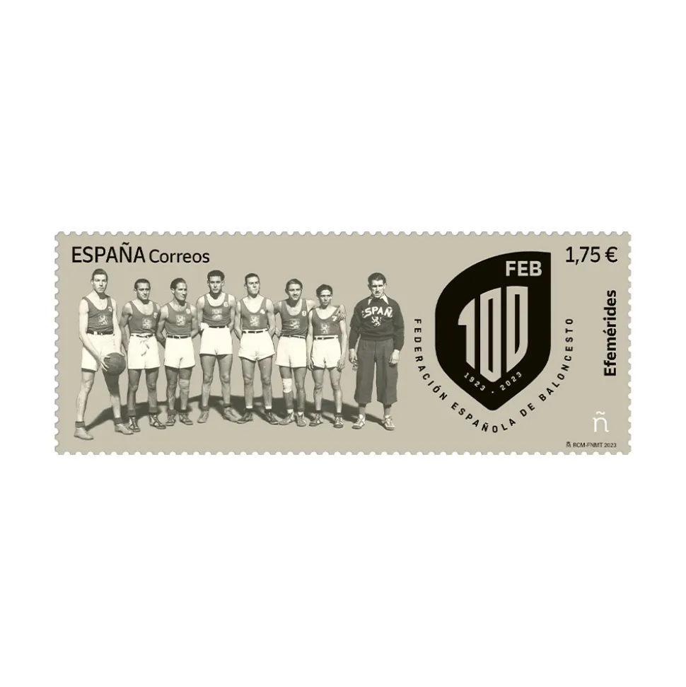 Sello Centenario Federación Española de Baloncesto | Sello 100 años de la FEB | Efemérides I Pack de 5