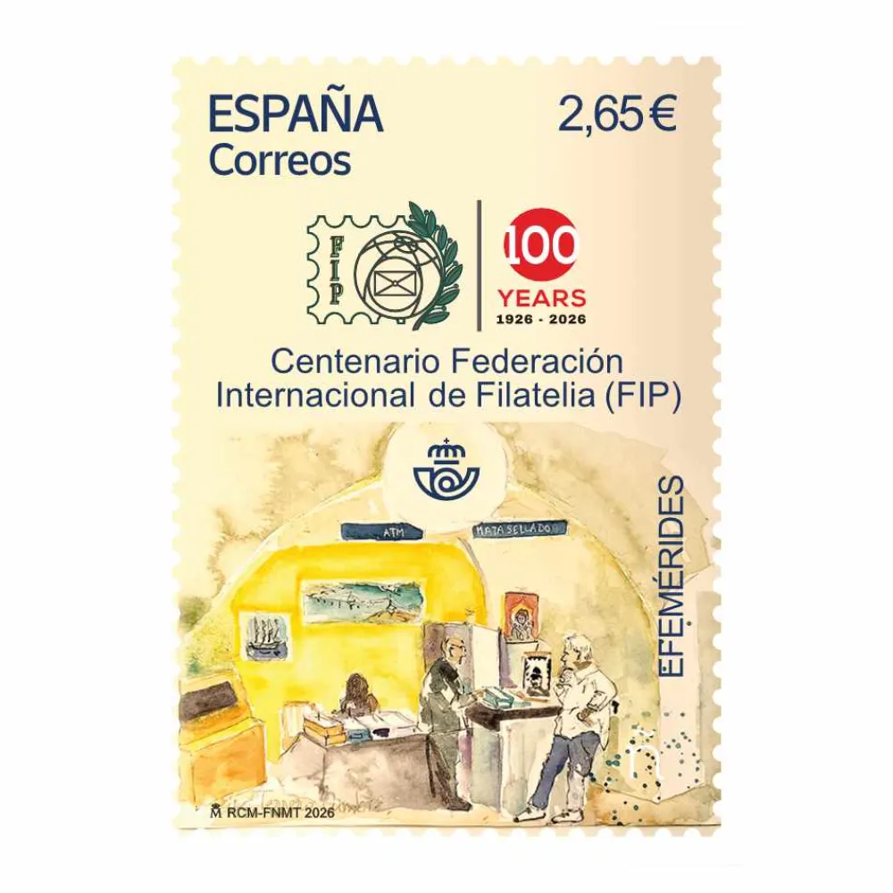 New Sello Centenario Federación Internacional de Filatelia (FIP) | Serie Efemérides