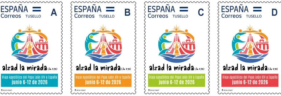 Sello conmemorativo Visita del Papa León XIV a España | Tarifa C | Pack de 5
