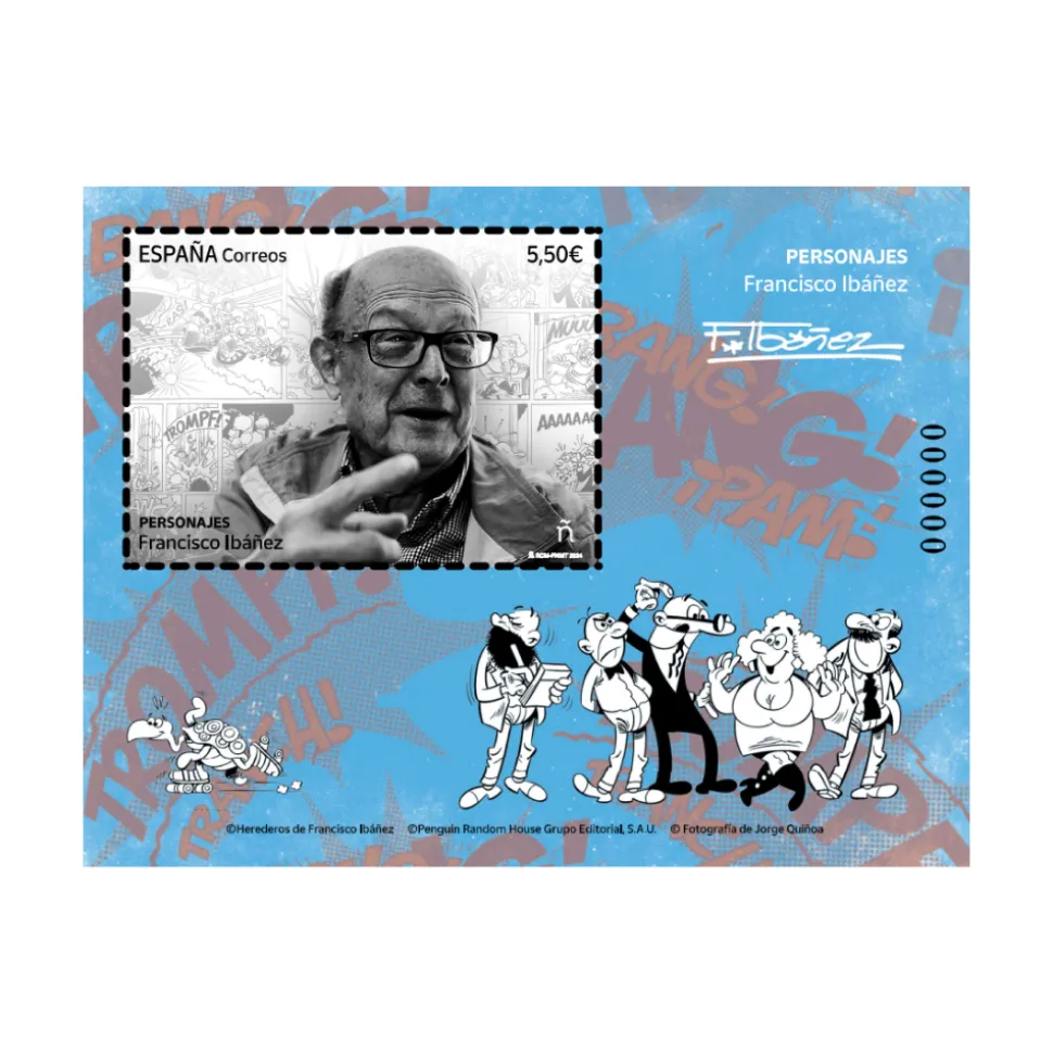 Sello Francisco Ibáñez | Serie Personajes | Humor gráfico | Hoja Bloque