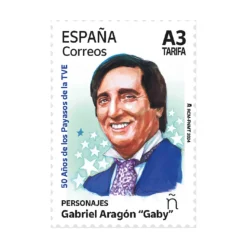 Sello Gabriel Aragón, "Gaby". 50 Años de los Payasos de la TVE | Personajes | Tarifa A3 | Pack de 5