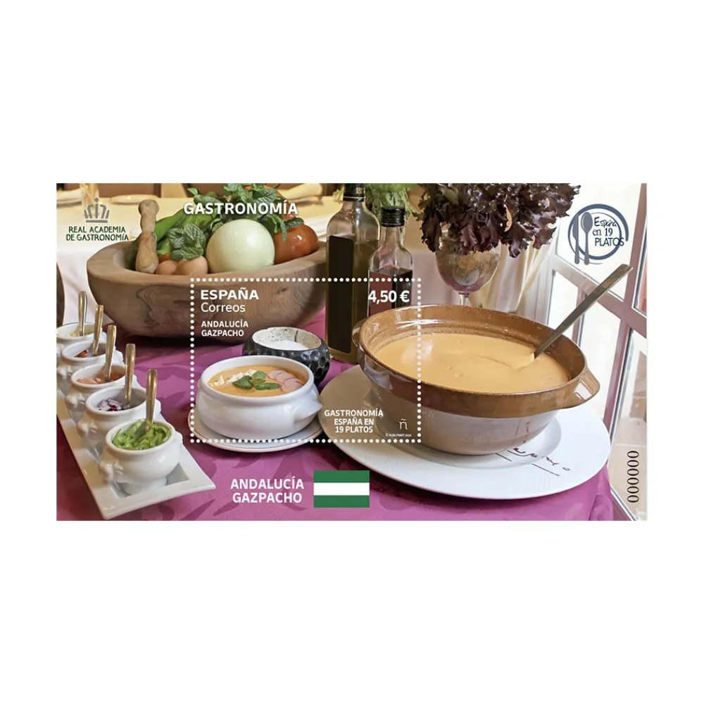 Sale Sello Gazpacho. Andalucía | Gastronomía: España en 19 platos | Hoja bloque
